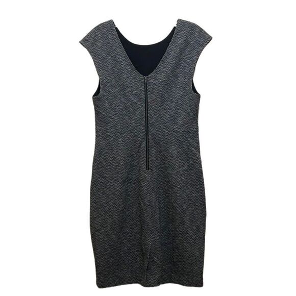 Theory dress wool blend cotton gray black chevron lined sleeveless 6 - Picture 4 of 6
